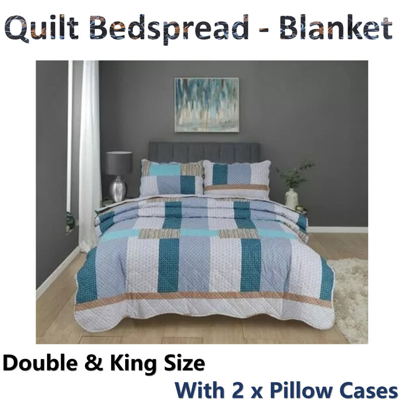 Cotton Blend Floral Bedspread with Pillowcases Included, Full / Double