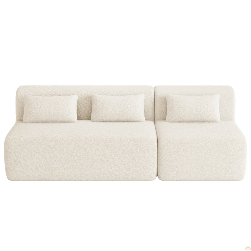 Canapé rembourré avec coussin de dossier, Beige
