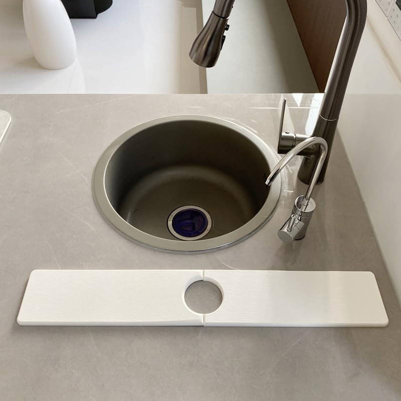 Ensemble de 2 grands tapis de vaisselle en pierre pour comptoir de cuisine et tapis de robinet pour évier, plateau à vaisselle en terre de diathermie à séchage rapide absorbant l'eau pour la salle à manger, blanc