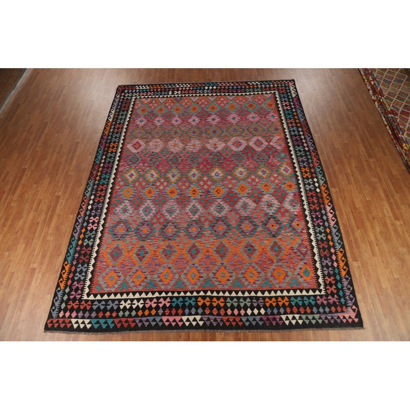 Tapis oriental kilim en laine à tissage plat 10 x 13