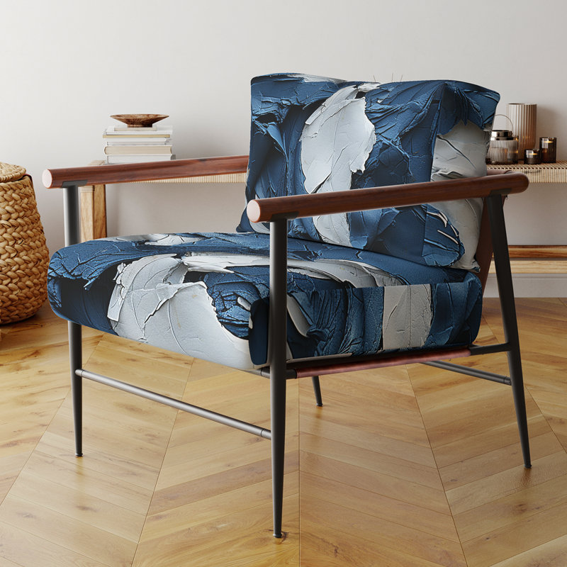 Chaise avec accoudoirs recouverte de peinture abstraite Currahee, Noir, noir, noir, noir