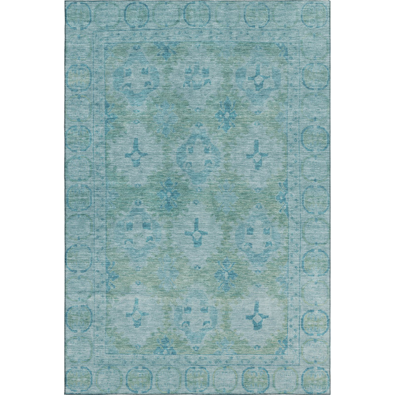 Premium Machine Washable Lubbers AMF1760 Border Rug, Rectangle 2'6" x 3'10"