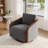 Upholstered Farmhouse Edging Swivel Barrel Chair With Toss Pillows-692758029