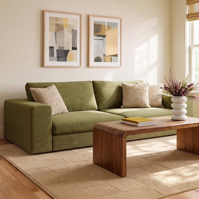 Ojai 100" Upholstered Sofa, Olive Green