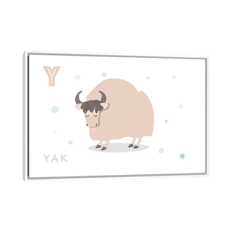 Yak - imprimé, Pas de tapis, H 40 po x l 60 po x 1,5 po, Toile blanche encadrée