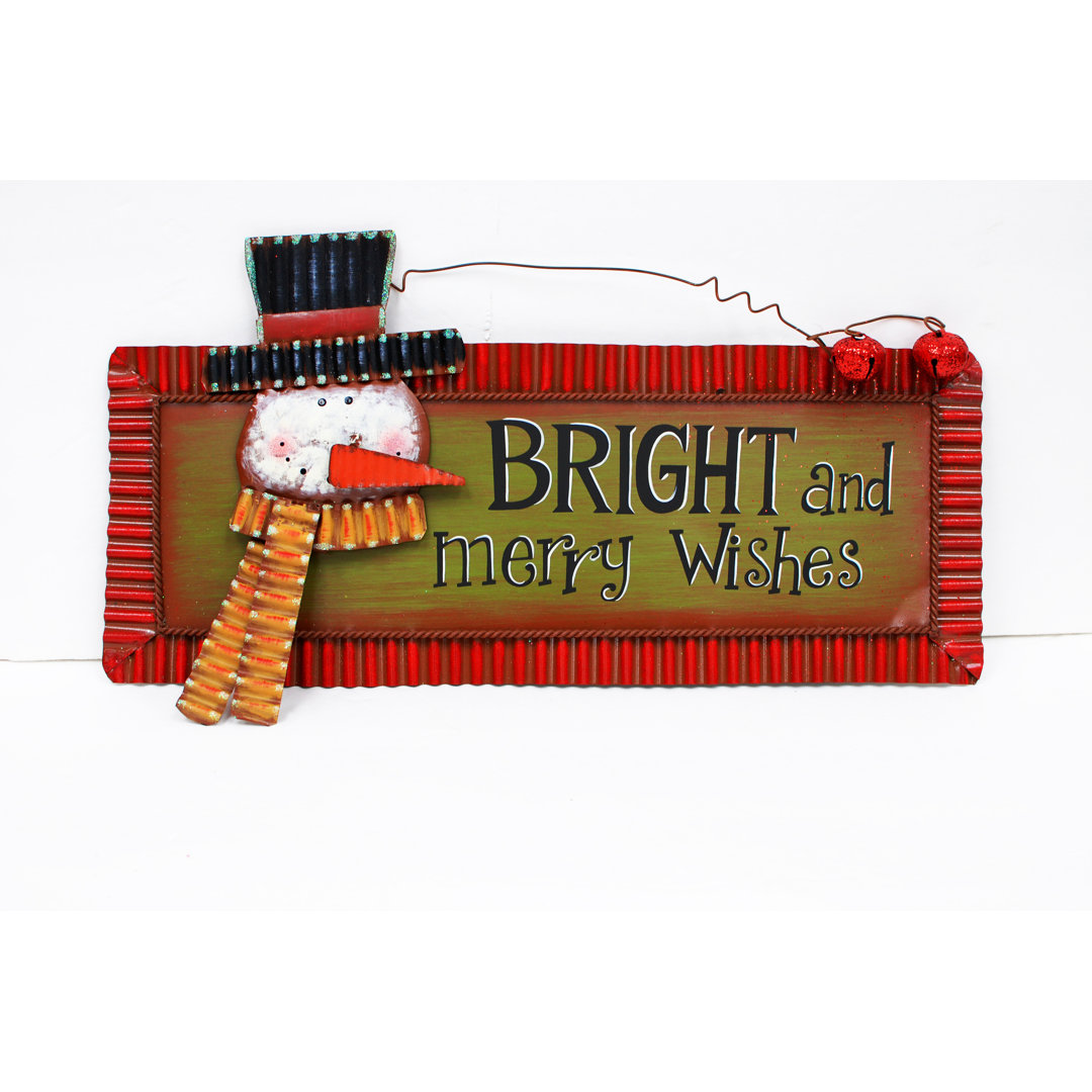 Holiday Magic Snowman 2 Piece Sign (Holiday Welcome and Bright and Merry Wishes) Set Attraction Design Home