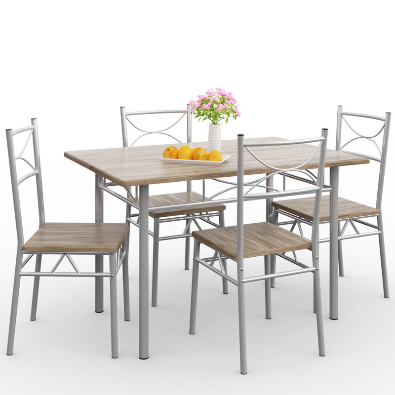 Waugh 4 - Person Patio Dining Set with Rectangular Table, Oak