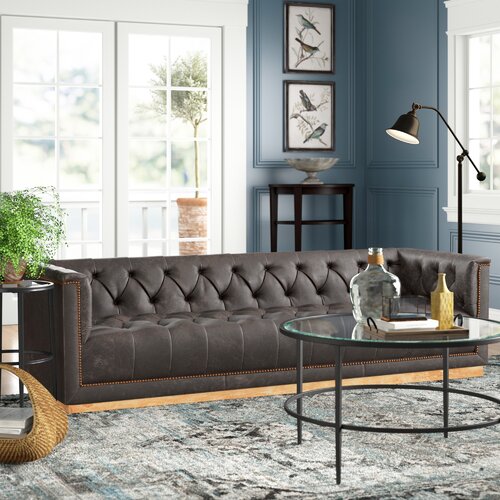 Trent Austin Design® Crantor 95'' Leather Sofa & Reviews | Wayfair