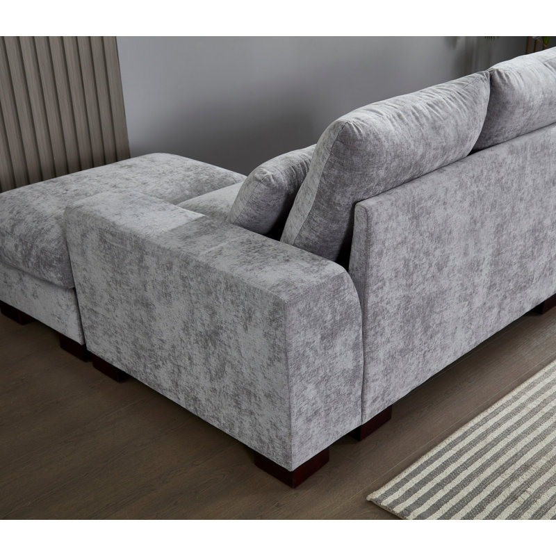 Canapé modulaire avec port de charge USB et porte-gobelet pour salon, appartement, bureau, Gris clair