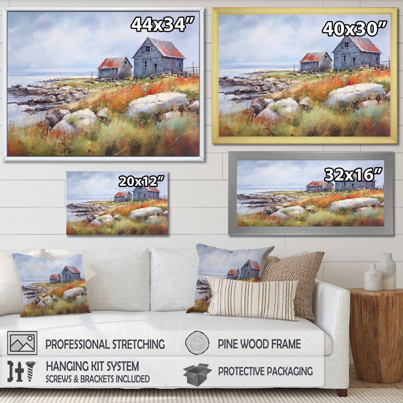 Rustic Refuge Lakehouse II sur impression sur toile, Cadre doré à une seule photo, H 34 po x l 44 po x P 1,5 po