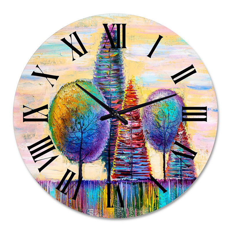 Arbre d'automne coloré forêt Treescape VII - horloge murale moderne, Moyen