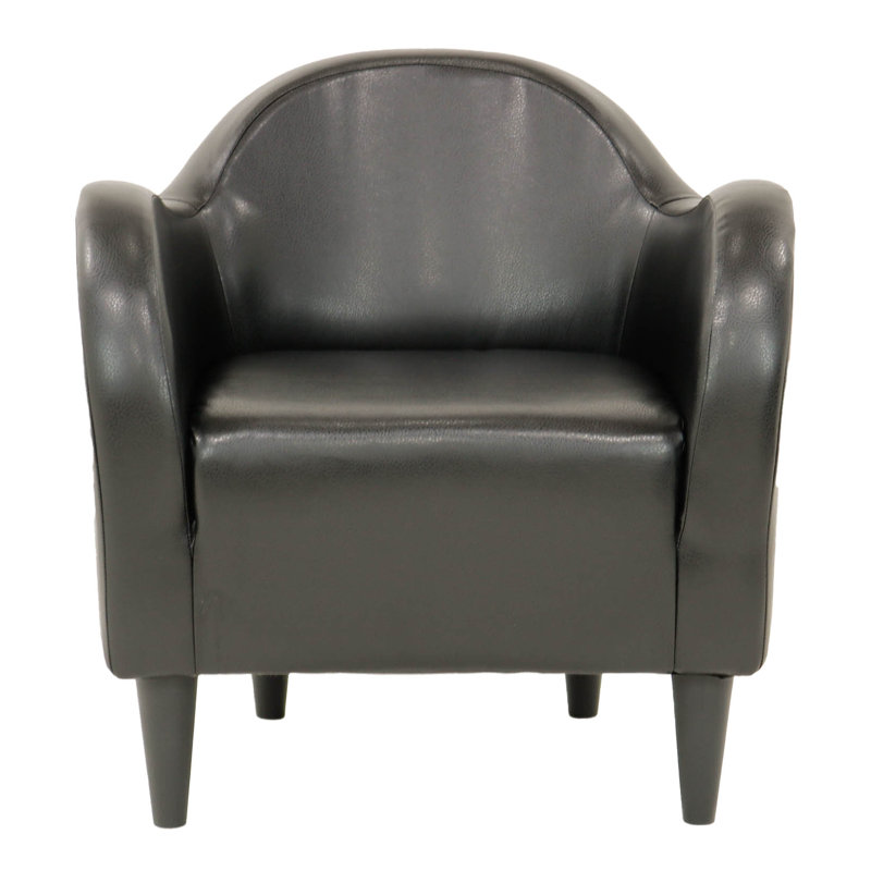 Fauteuil demi-tonneau l 30,5 po Tangier, Similicuir noir