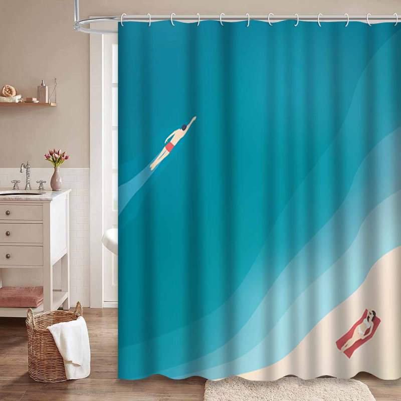 Rideau de douche imperméable avec 12 crochets, L 72 po x l 78 po