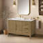 OVE Decors Meuble-lavabo sur pied en chêne brun clair avec comptoir en quartz blanc
