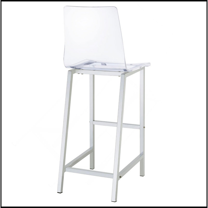 Ensemble de 2 tabourets de bar transparents et chromés