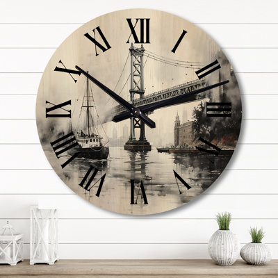 Horloge murale surdimensionnée Grey Bridge Urban Suspension III - Architecture