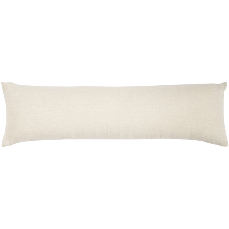 Off-White Cotton Rectangular Lumbar Throw Pillow with Zipper