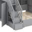 Lit superposé avec escalier, lit superposé en bois avec tablettes de rangement, garde-robe, port USB, station de charge et lumière-255397594
