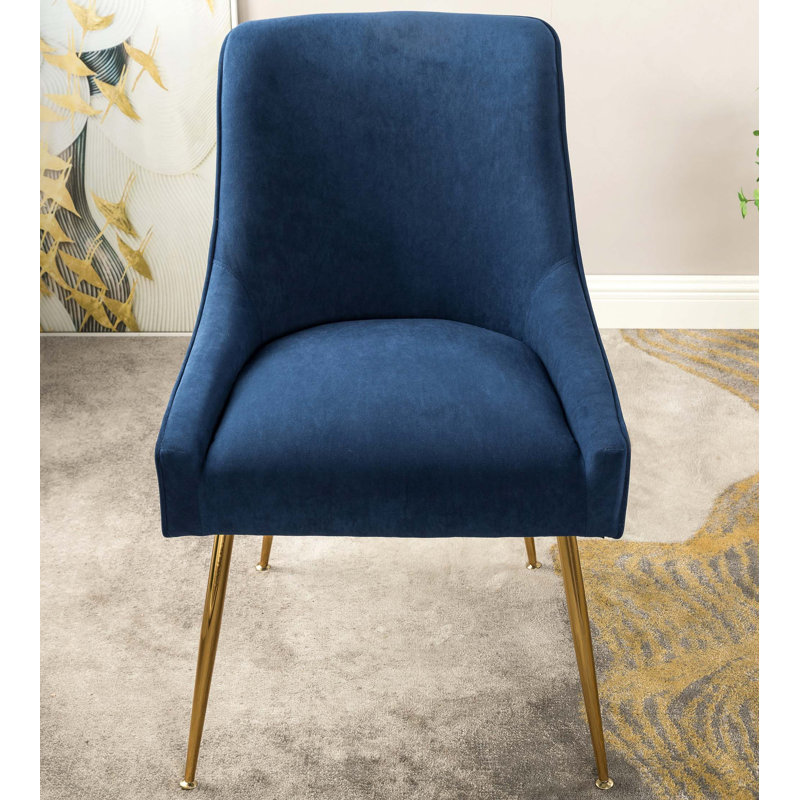 Chaise moderne en velours avec dossier incurvé, Aqua Blue