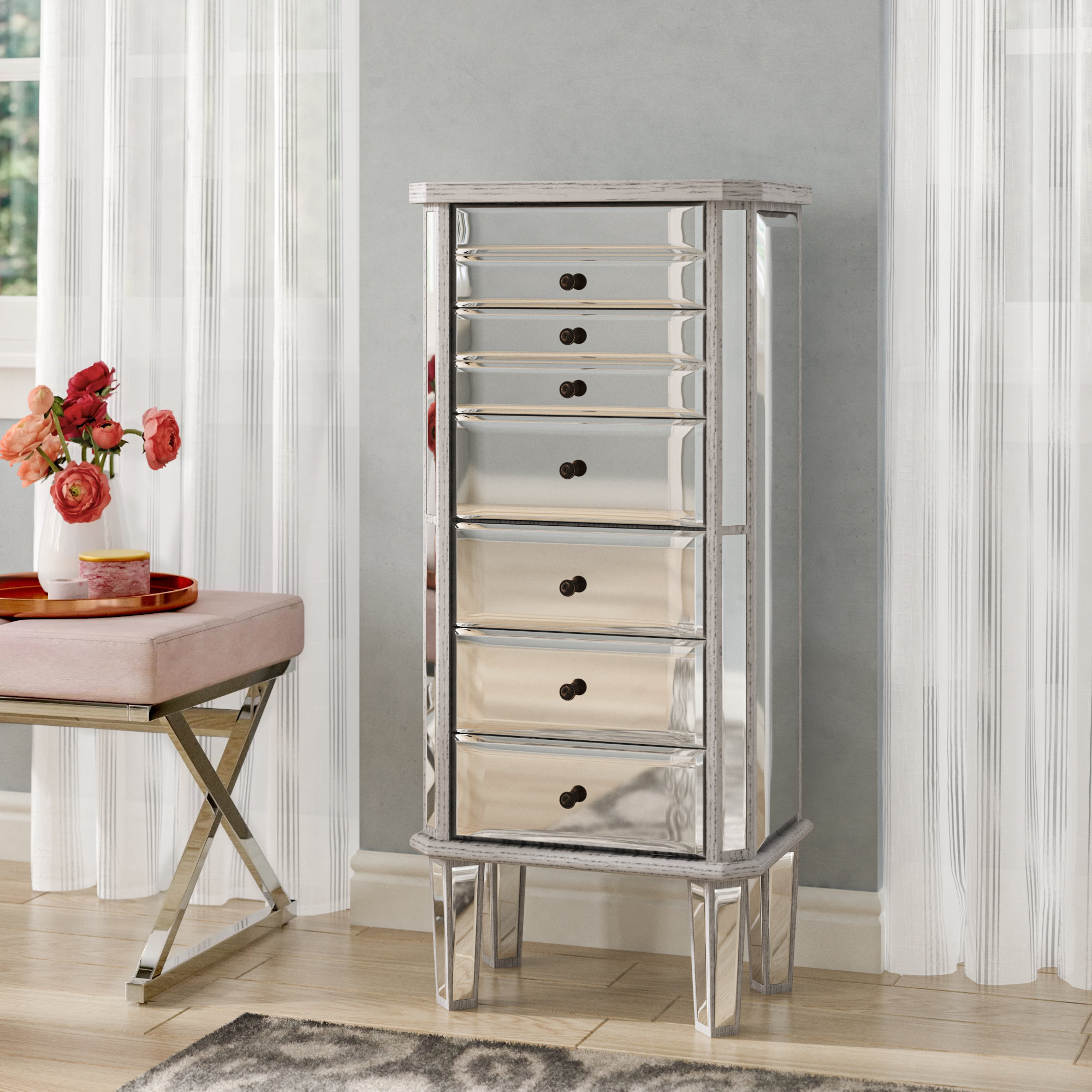 Rosdorf Park Dasheil Mirrored Jewelry Armoire & Reviews Wayfair