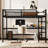 Black Queen Loft Bed Made Of Metal With Power Outlet And Diy Smart , Creating Separate Spaces For Work Play, Desk Charging Four - Side Protection Space Saving Led Comes Study Or Gaming, Protective