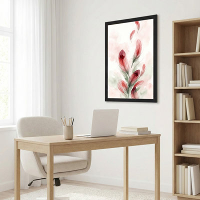Art mural sur toile noir encadré pour le salon, la chambre à coucher, le bureau ou le vestibule - décoration murale décorative avec plume florale