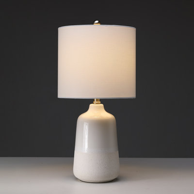 Lampe de table 20 po en céramique blanche avec abat-jour tambour