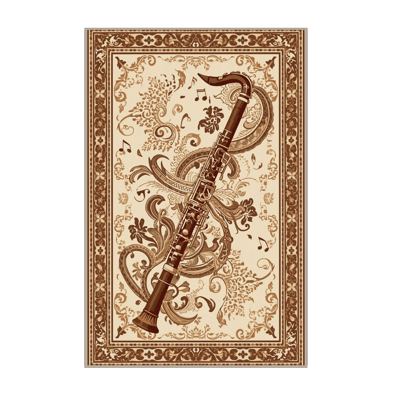 Soft Plush Montauk Clarinet Classic Oriental Area Rug in Beige – Beige Binding, 3x5