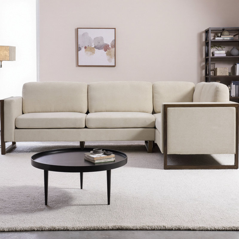Canapé modulaire en L de 104 po avec accoudoirs carrés, canapé en tissu de chenille 2 pièces avec structure en bois massif et coussins à ressorts, canapé 5 places moderne pour le salon