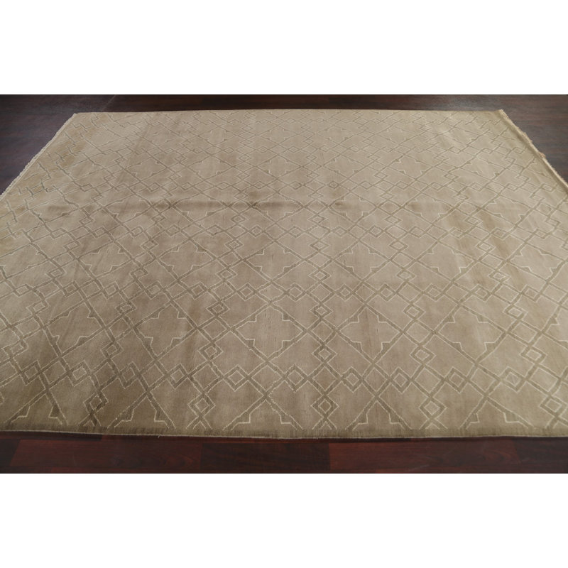 Tapis oriental brun en laine marocain noué à la main 8 x 11