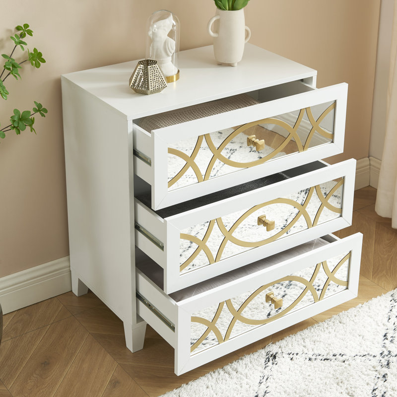 Table de chevet 3 tiroirs Emilyjo, Blanc