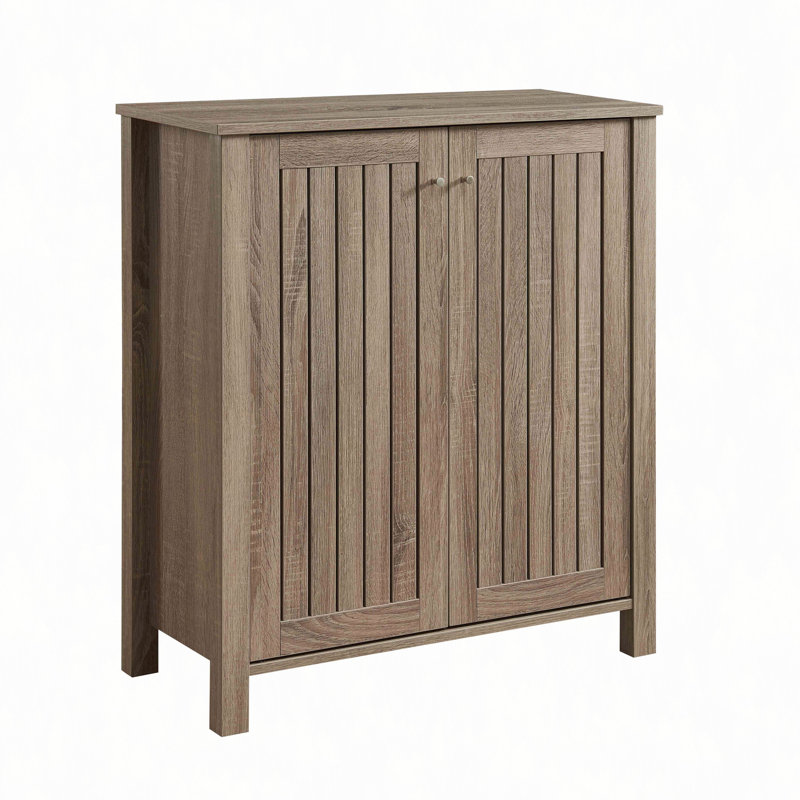 Shoe Cabinet Storage Cabinet Entryway Cabinet With Two Doors Slat Style Vented Doors Metal Knob Handle Four Shelves