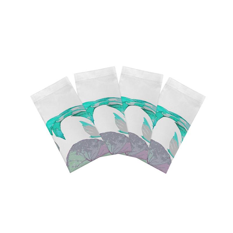 Leopard Koi Cotton Sateen Dinner Napkins, Turquoise