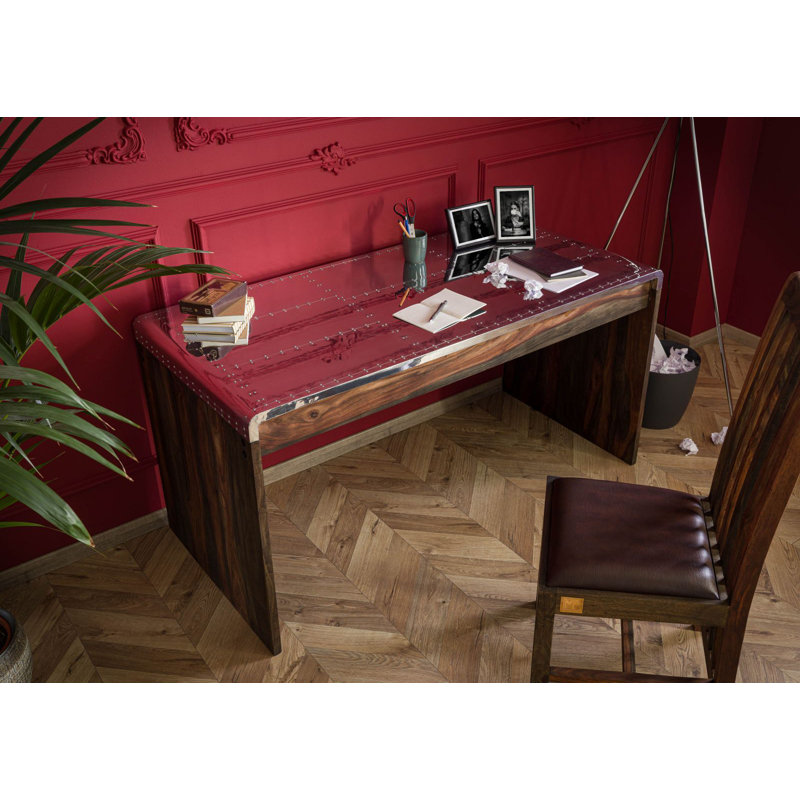 Tambora Solid Wood Writing Desk, Grey