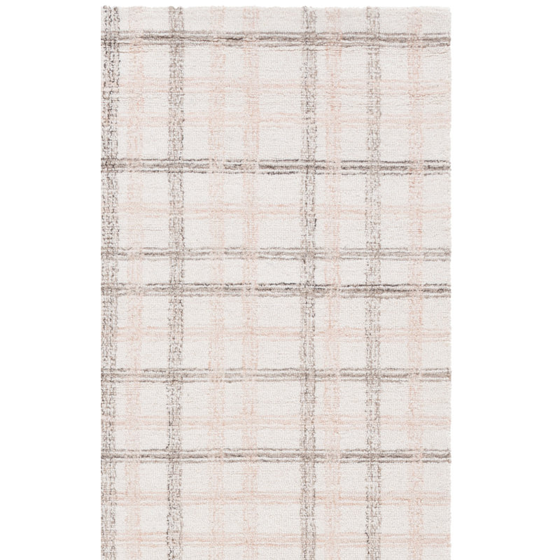 Ilaya 141 Hand Tufted Wool/Cotton Plaid Indoor Use Only Rug in Beige/Ivory, Runner 2'3" x 9'