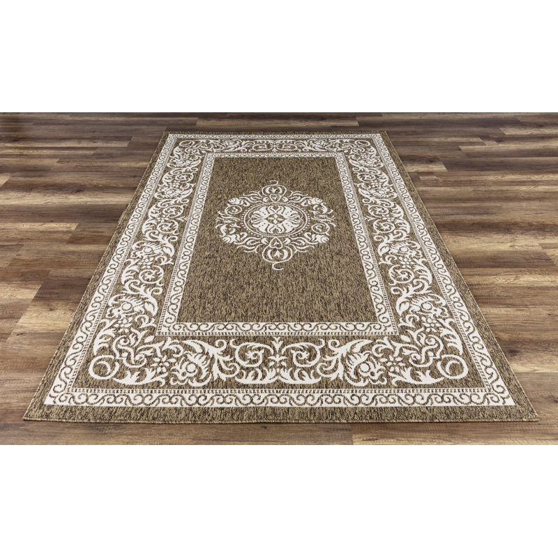 Tapis d'intérieur / extérieur brun Ramos, Rectangle 5 pi 3 po x 7 pi 7 po