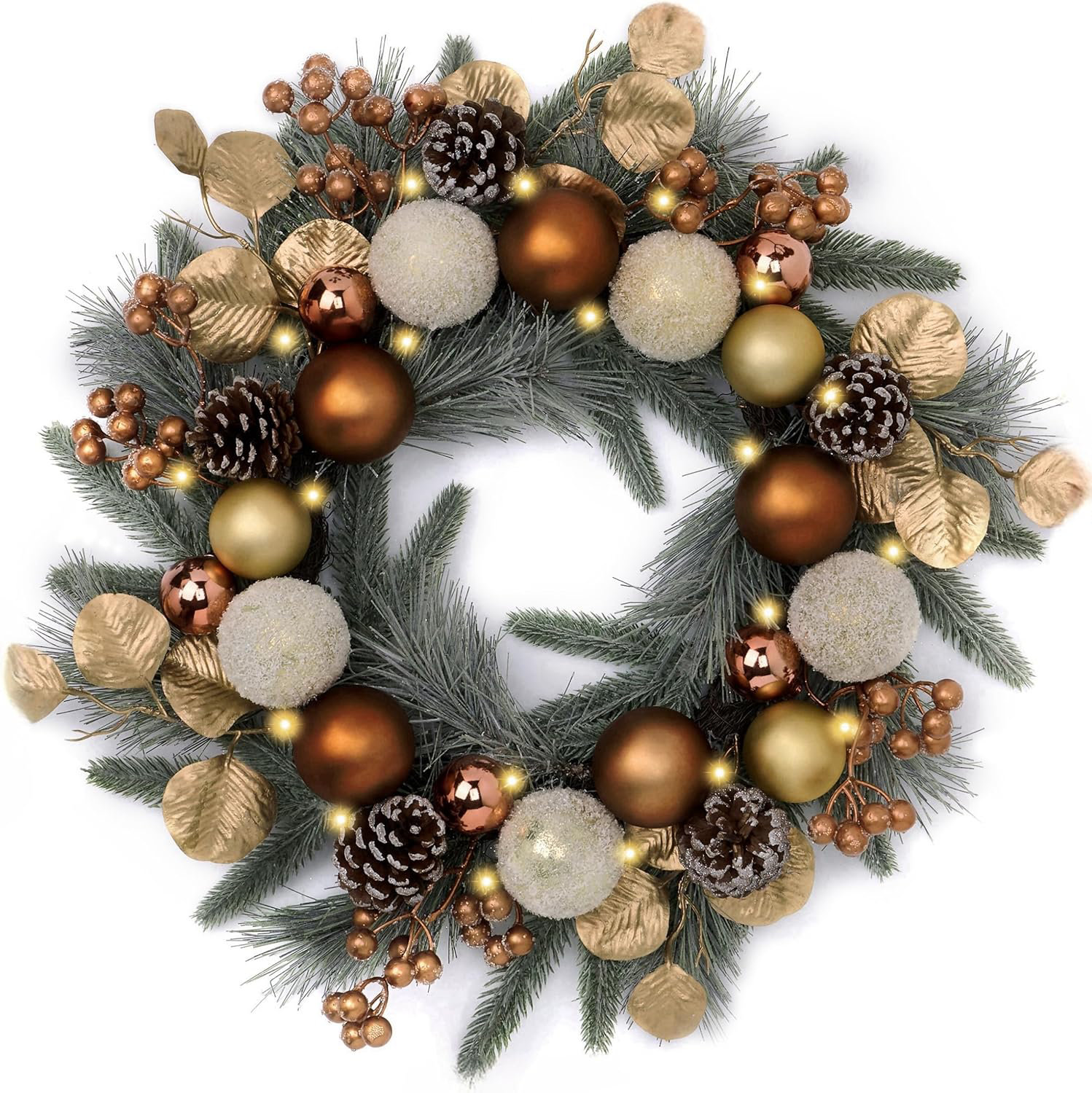 Valery Madelyn 20 Inch Pre-Lit Christmas Wreath for Front Door with ...