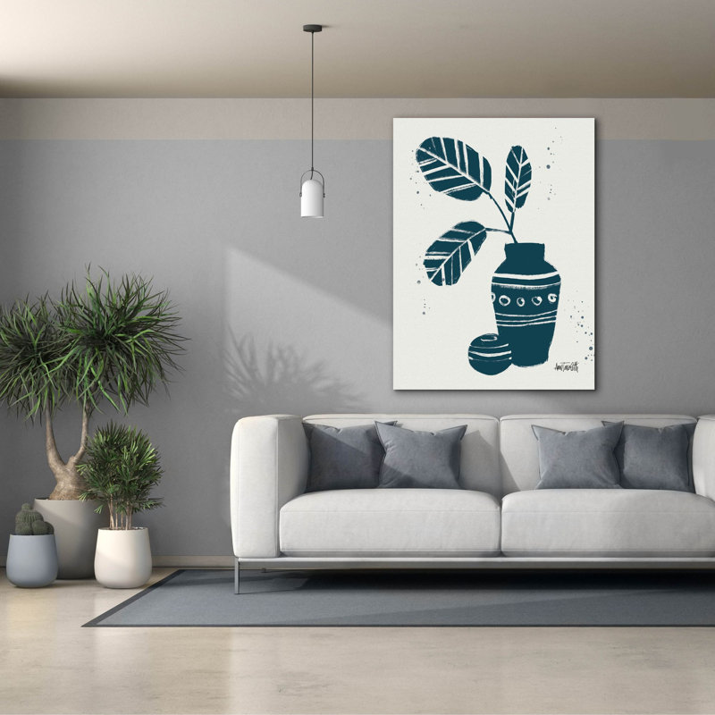 «Monochro bleu botanique croquis 8» par Anne Tavoletti, art mural sur toile, H 54 po x l 40 po x P 1,5 po