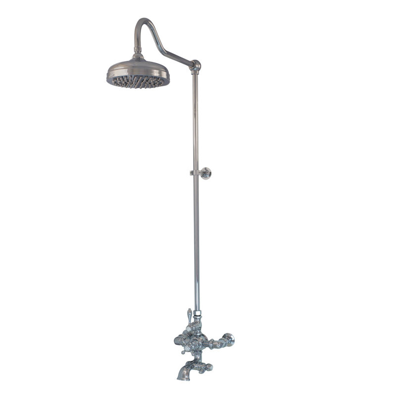 Exposed Thermostatic Shower System 52" Wall Mounted with 1.75 GPM Spout Lever/Cross Handles