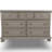 Ryno Wide Dresser, 7 Drawers, Pull Out Tray, Silver Round Knobs, Gray