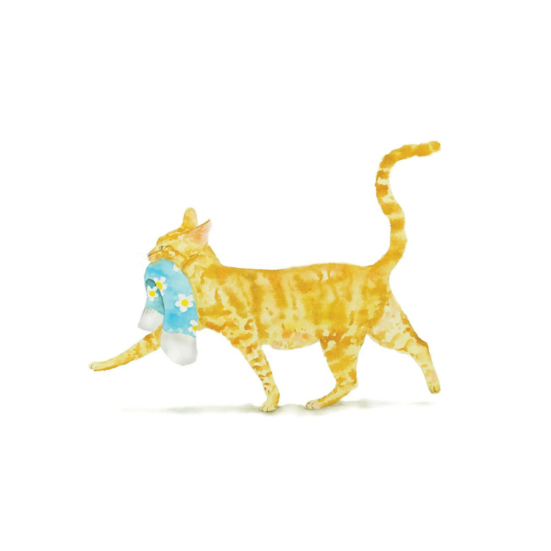 Orange Cat With Sock by Alexey Dmitrievich Shmyrov - Wrapped Canvas Print, 30.48 cm H x 45.72 cm W
