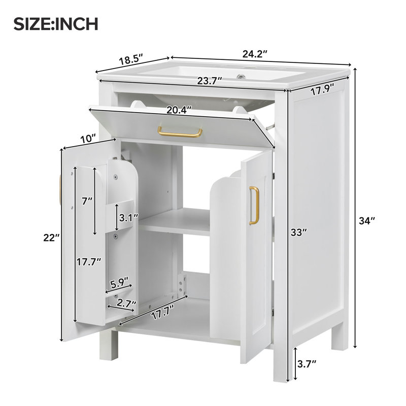 Base de meuble-lavabo simple 24,2 po seulement