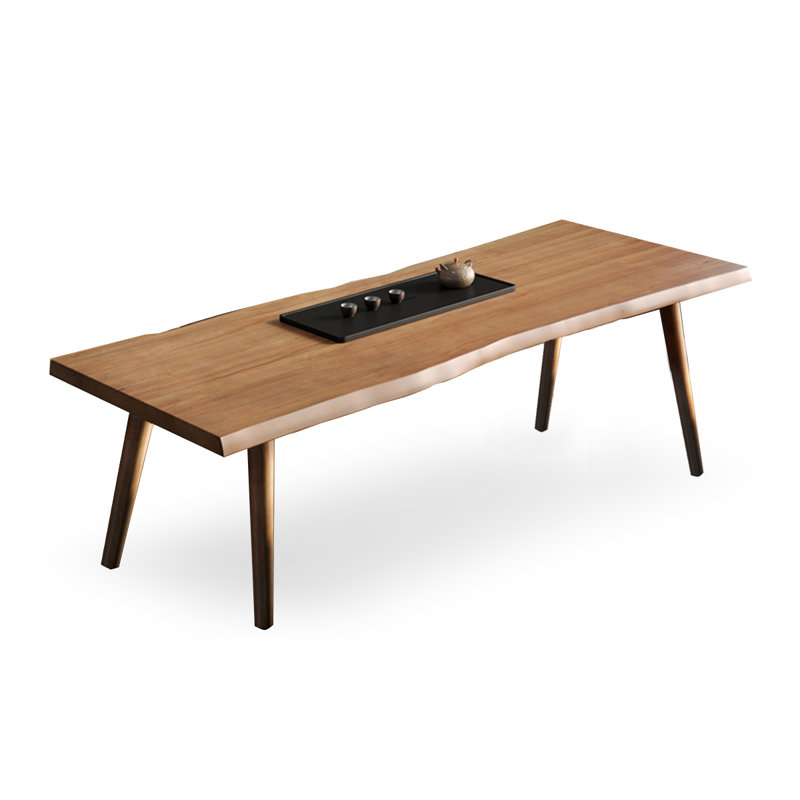 Table de salle à manger rectangulaire en bois massif brun, H 29,53 po x L 86,61 po x l 35,43 po