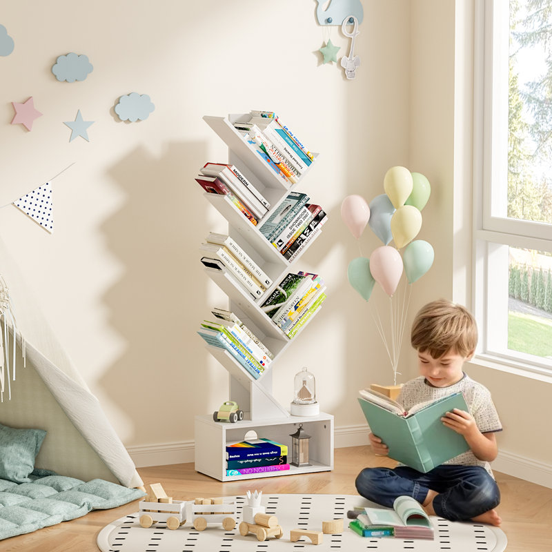 6 Tier Geometric Storage Bookcase, White