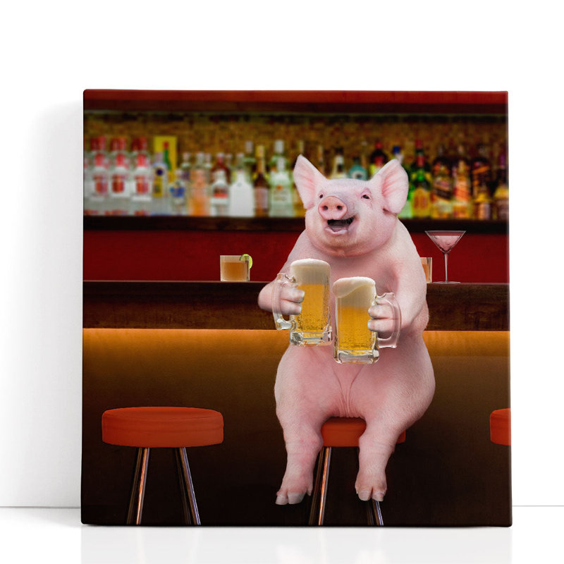 «Beer Hog», reproduction d'art sur toile, H 20 po x l 20 po