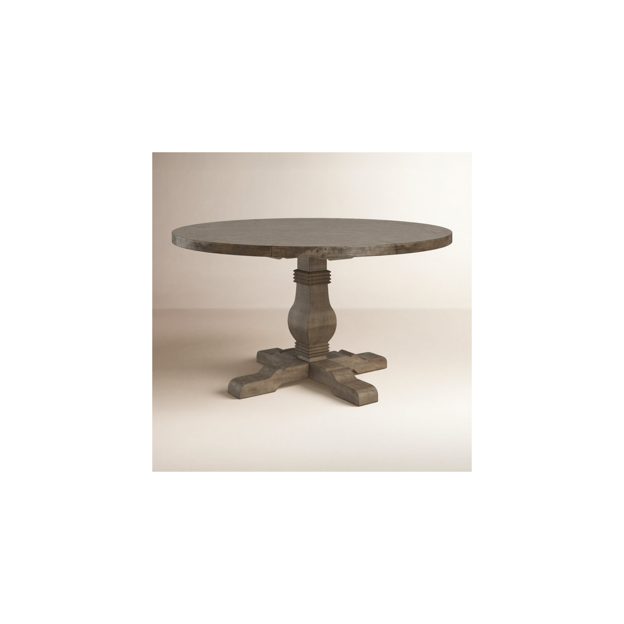 Kinston Solid Wood Pedestal Dining Table, 55" x 55", Distressed Brown