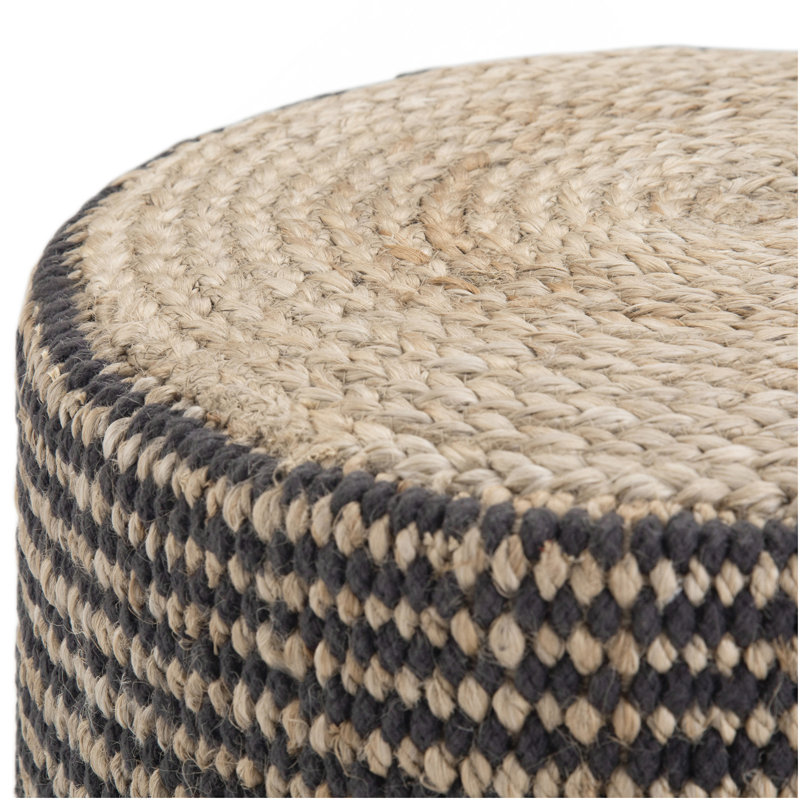 Pouf rond Larissa, Tissu noir