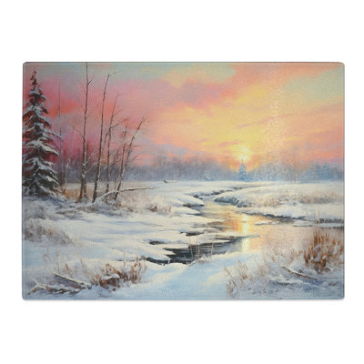 Winter Landscape   Glass Chopping Board