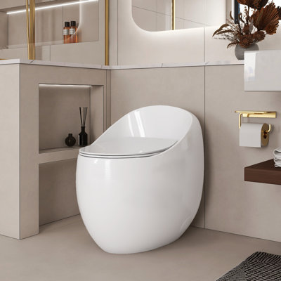 Toilette en forme d'œuf à simple chasse 1,28 GPF en blanc brillant
