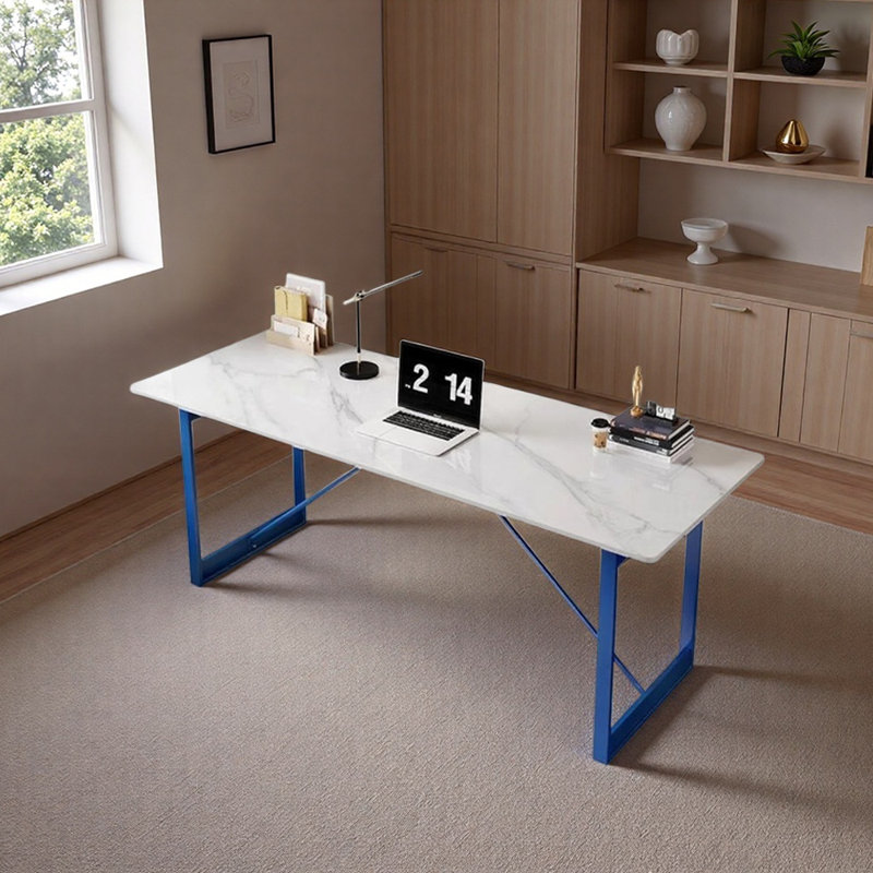 Bureau d'écriture Modern Light, Gris / blanc / bleu, H 29,52 po x l 70,86 po x P 27,55 po
